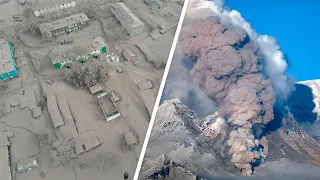 Новое извержение вулкана Шивелуч превратило Усть-Камчатск в пепельный город