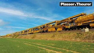 All this yellow on the railway is a rare sight PM 1000 URM + RUS 800 S | Plasser & Theurer