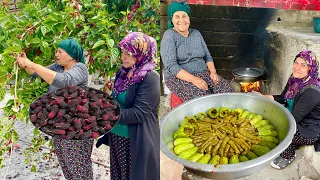 LEZZET KÖYÜ BÜYÜK KAZANDA KUZU ETİ SARMA ~ KARA DUT HALAMIN KÖY EVİ