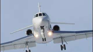 Dassault Falcon 50EX D-BJMS | Samedan Airport 22.02.2020 | Valley Landing and Take-Off [4K]