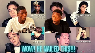 NIGERIANS reacts to ONE GUY, 54 VOICES(with music) / FAMOUS SINGERS IMPRESSION! HE DID JUNGKOOK!!!