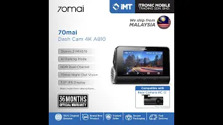 70mai Dash Cam 4K A810 | Extreme Clarity. Extreme Security.