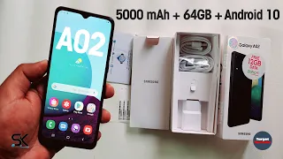 Samsung Galaxy A02 Unboxing Hands-On | 5000 mAh Battery, 64GB ROM, Android 10