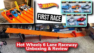 Hot Wheels 6 Lane Raceway Unboxing and Review. Plus First Race
