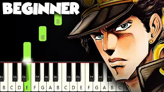 Jotaro's Theme (Jojo's Bizarre Adventures) | BEGINNER PIANO TUTORIAL + SHEET MUSIC by Betacustic