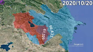 Second Nagorno-Karabakh War in 1 minute using Google Earth