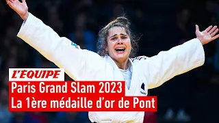 Première médaille d'or remportée par la Française Blandine Pont (-48kg) en Grand Slam