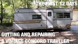 GUTTING AND REPAIRING A VINTAGE 1970s CONCORD TRAVELER CAMPER || part 1: the first 12 days