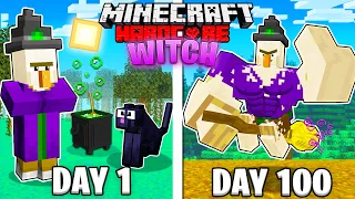 I Survived 100 Days as a WITCH in HARDCORE Minecraft!