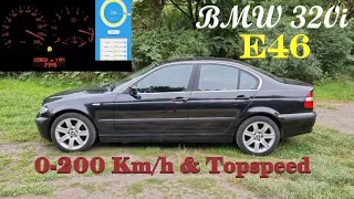 BMW 320i E46 (170 PS/210 NM) 0-200 Km/h Acceleration & Topspeed Dragy GPS