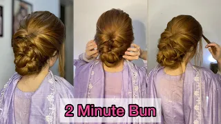 2 Minute Easy Bun Hairstyle | Eid Special