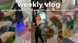 VLOG | Grocery Shop, Sunday Clean & Reset, Healthy Meal Prep, DIY Nails + more