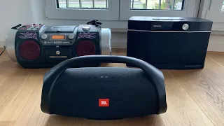 JVC NV DP200 vs JBL Boombox vs Aiwa Exos 9 Bass Test