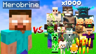 HEROBRINE vs ALL MOBS x1000 In Minecraft | HEROBRINE vs EVERY MOB x1000 - Minecraft Mob Battle 1.20