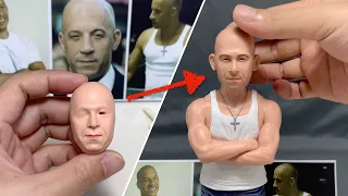 Vin Diesel sculpture handmade from polymer clay, the full sculpturing process【Clay Artisan JAY】