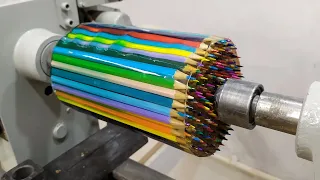 Woodturning - Whirlabout from pencils (Kids toy) Юла (детская игрушка)