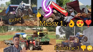 Farmtrac Vs Swaraj Vs Massey tractors mass work with fully loaded trolley |tractor video's #tractor