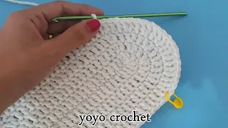 كروشية الشكل البيضاوى / لعمل قاعدة شنطة / مفارش / نعل حذاء -  How to crochet an oval  #يويو كروشية