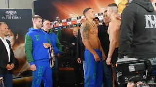 Usyk vs. Huck Face to Face weight in Boxing Fight WBSS 09 09 2017 Berlin