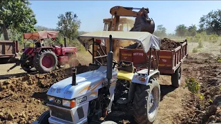 New Jcb 3DX Backhoe Loading Mud In Eicher 333 And Mahindra 475 Di | Jcb and Tractor Video