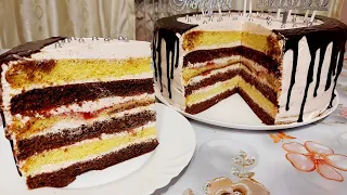 🍓🎂Святковий Торт з Сметанково-Вершково Йогуртним Кремом та Полуницею. Новорічне меню 2023.🍰🍓