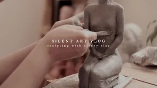 Making a flower head sculpture using air dry clay - a relaxing art vlog