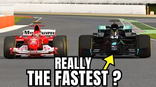 Can the FASTEST F1 Car of All Time Beat the FERRARI F2004 with Slick Tires ?