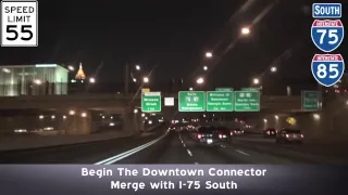 Atlanta GA Freeways: Buckhead to The Airport at Night