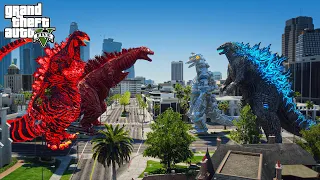 Shin Godzilla, Shin Godzilla Third Form vs Godzilla, Mechagodzilla Classic -Epic Fight ( GTA V Mod )