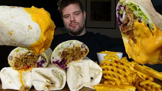 Burritos and waffle fries  Mukbang ASMR | Dave Kay ASMR