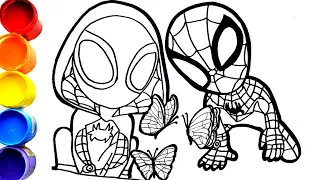 🔴🔴  How to draw to Marvel's Spidey and his Amazing Friends and Spider man HELPING BUTTERFLIES 🦋🌺🌻