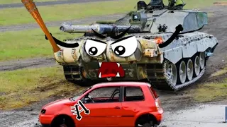 Cars Squashed by Tank Rampage | The Tank Crushes Everything - Woa Doodles , tank crushes