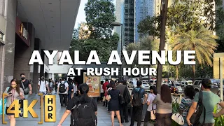 Rush Hour Walk Tour at Ayala Avenue, Makati City | 4K HDR | Philippines