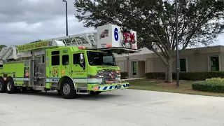 *Major Q* Palm Beach Gardens Fire Rescue Truck 61 and Rescue 61 Responding From Station With Major Q