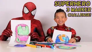 Superhero 3 Marker Challenge Fun With Spider Man Iron Man CKN