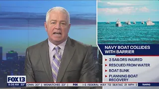 3 sailors injured after Navy boat collides with barrier | FOX 13 Seattle