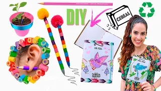 DIY MATERIAL ESCOLAR RECICLADO: CADERNO, CANETA, BIJUS E MAIS!