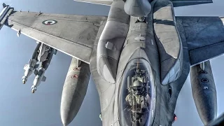 USAF KC-135 Refuels UAE F-16 Block 60 Desert Falcons