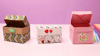  DIY Origami Box with lid ( no glue! ) Gift box. Easy Paper craft