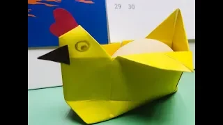 Оригами Курочка Подставка Для Яйца на Пасху из бумаги