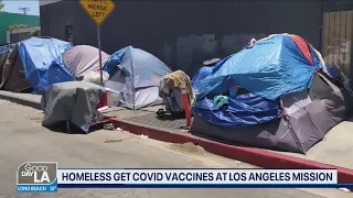 Homeless get COVID vaccines at Los Angeles mission