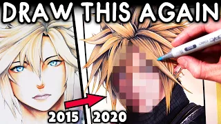 DRAW THIS AGAIN - 5 Years Later | Redrawing Cloud Strife - Final Fantasy VII Remake