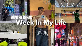 NYC Week in my Life | Winter Break- Outfits, Snowboarding, Photoshoot, Ice Skating & More