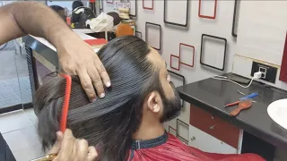 ASMR BARBAR _ How to Cutt long hair with scissors #alrayaanhairstudio