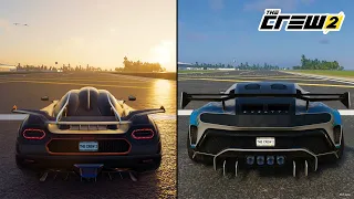 The Crew 2 | Koenigsegg One:1 2014 vs. Bugatti Centodieci 2019 Performance and Sound Comparison