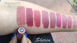 Miss Claire Soft Matte Lip cream  58 42 47 55 62 64 Swatch | Affordable | Sherin Varughese