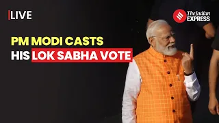 PM Modi Casts His Vote At Nishan Higher Secondary School In Ahmedabad