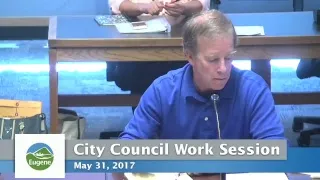 Eugene City Council Wednesday Work Session: May 31, 2017