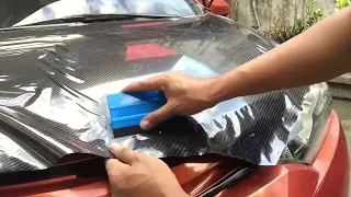 7d Carbon Fiber Wrap/ Installed in car hood/ Vios