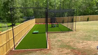 Baseball batting cage most popular size with pitching lane on the side 12x14x45 ft.